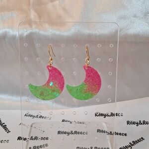 (Watermelon Moonshine Moon) Resin Earring!!